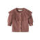 LIL' ATELIER BABY katoenen gebreid vest met ruches - roze