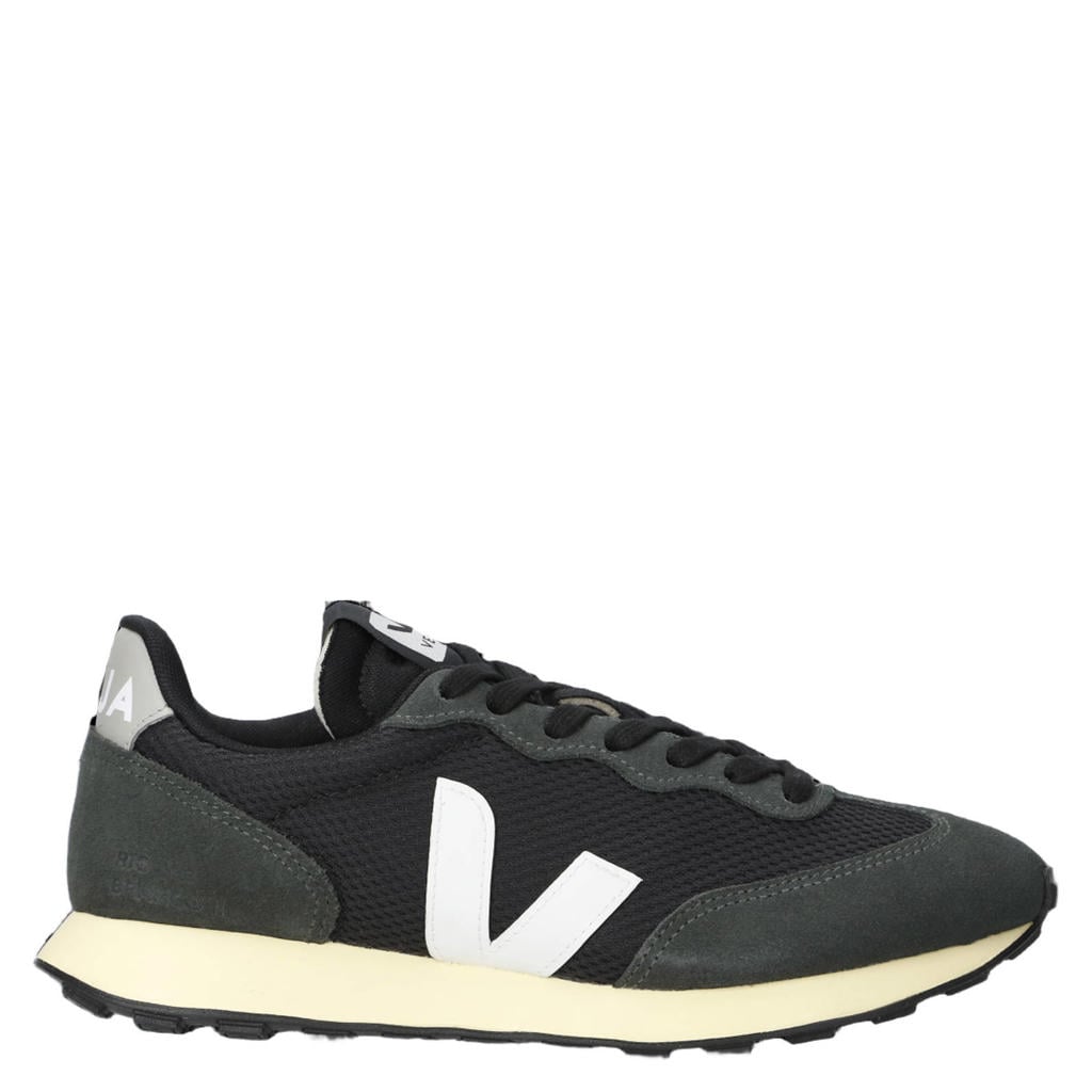 Zwart en witte dames Veja Rio Branco II suède sneakers met logo -