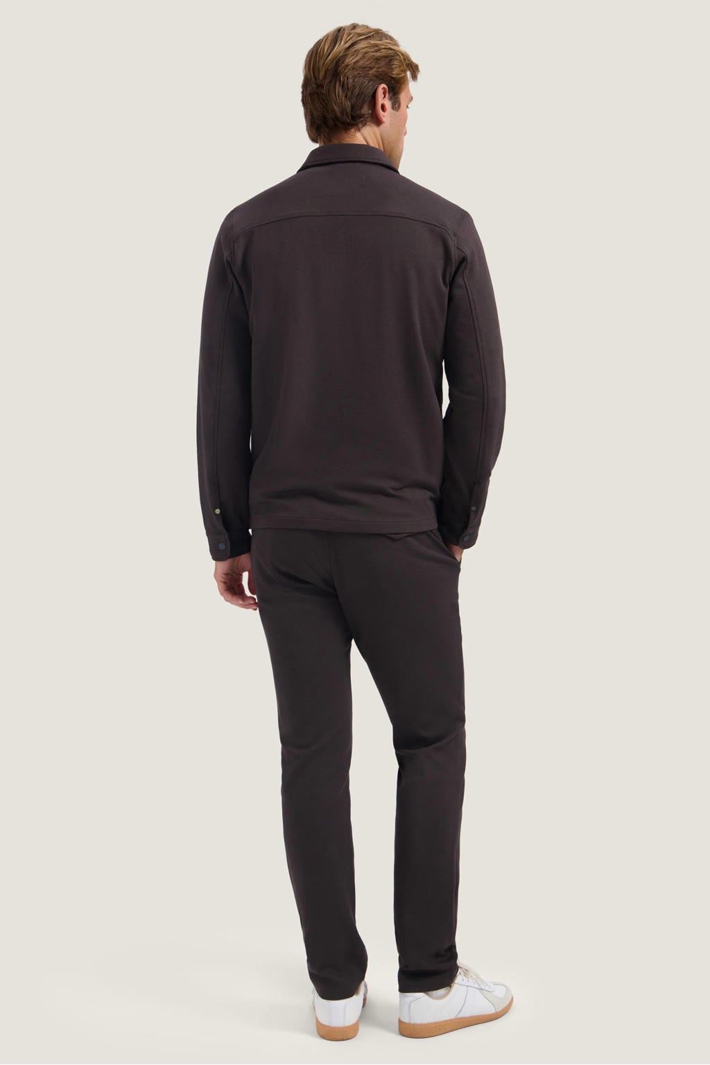 Donkerblauwe heren Dstrezzed regular fit overshirt van viscose met effen, lange mouwen en klassieke kraag