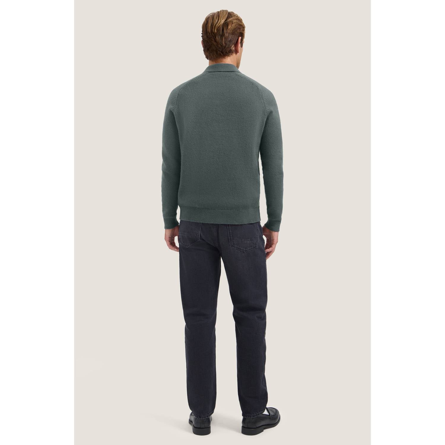 Dstrezzed regular fit bouclé gebreide trui met wol grijsgroen
