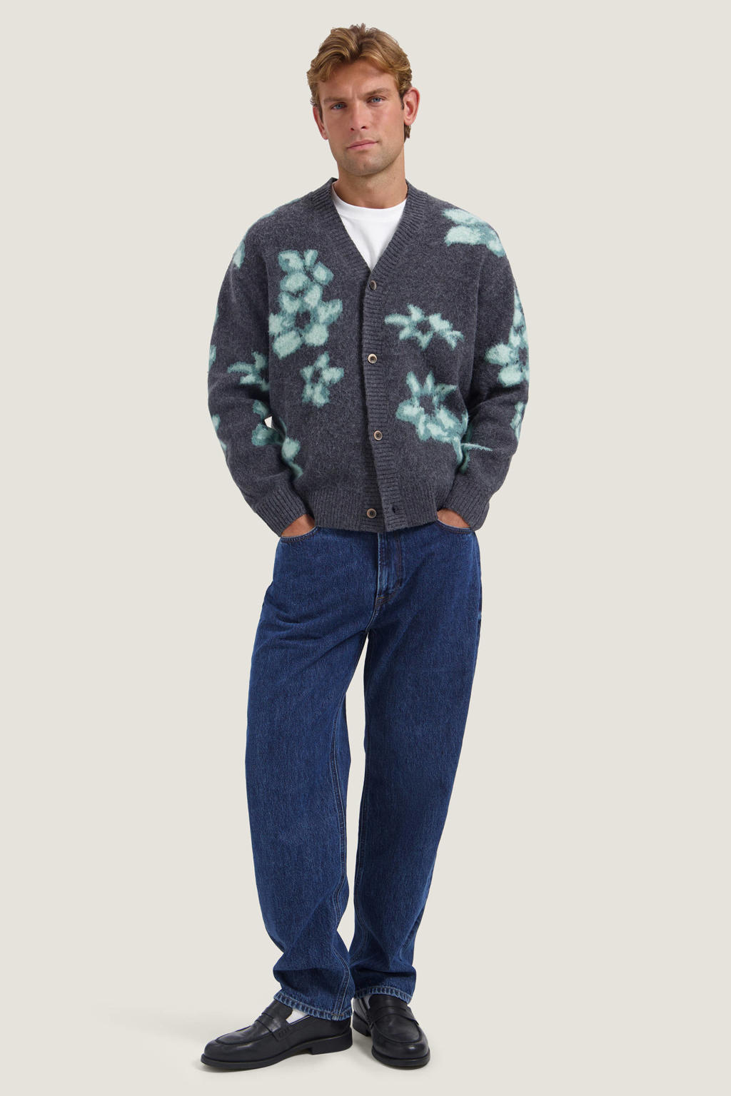 Dstrezzed gebreid vest met wol - grijs/groen