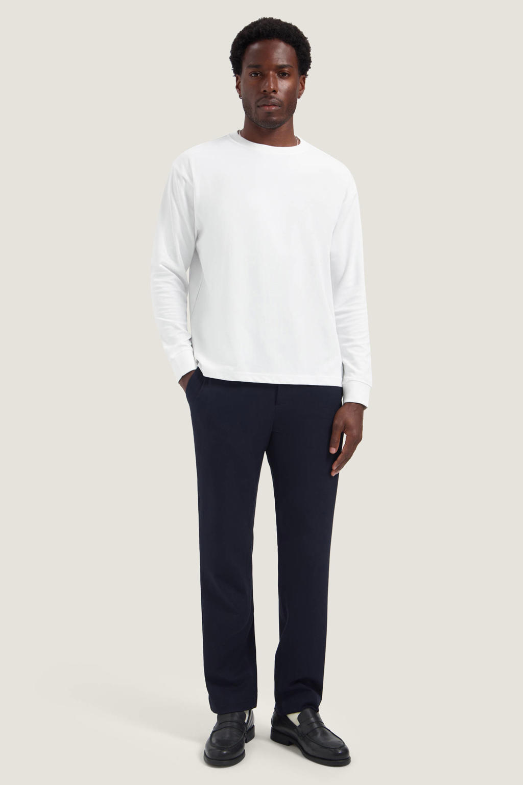 Dstrezzed straight leg casual broek - donkerblauw