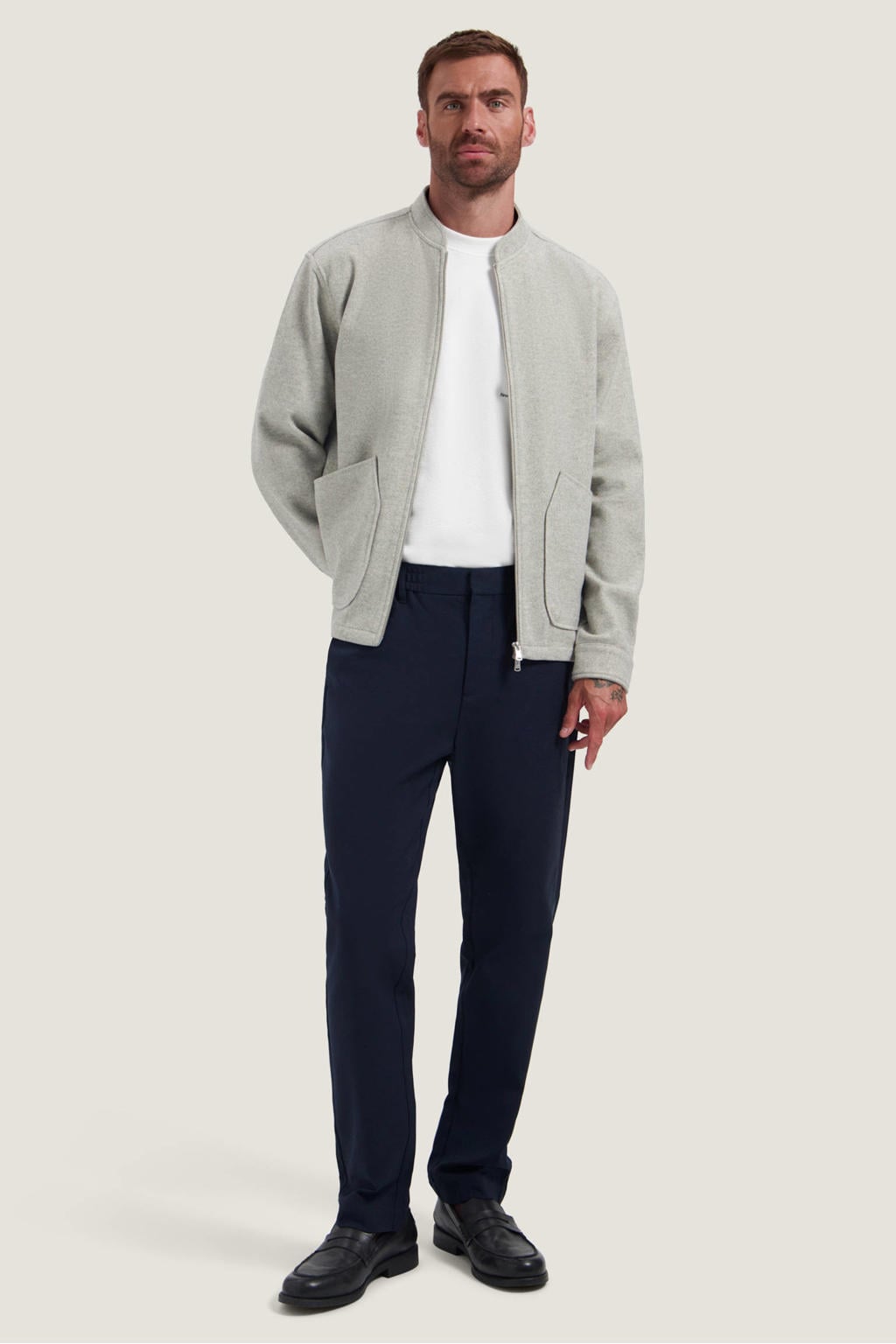 Dstrezzed regular fit flanel overshirt - grijs