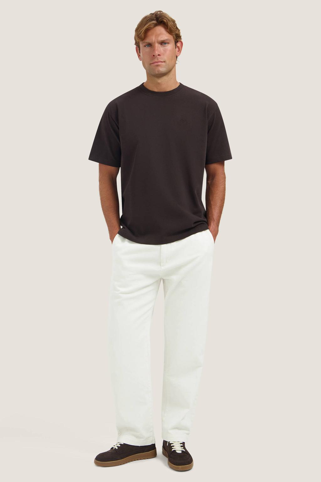 Donkerblauwe heren Dstrezzed oversized T-shirt van katoen met effen, korte mouwen en ronde hals