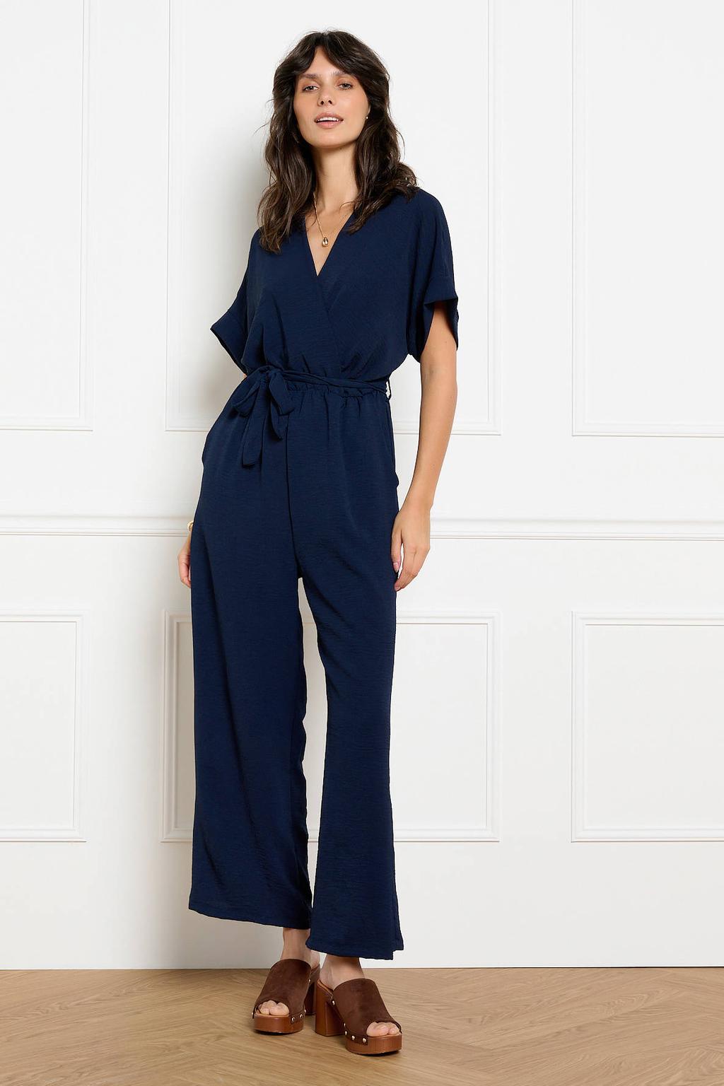 LOLALIZA jumpsuit met ceintuur - donkerblauw