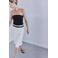 Mango linnen geruite midi rok - ecru