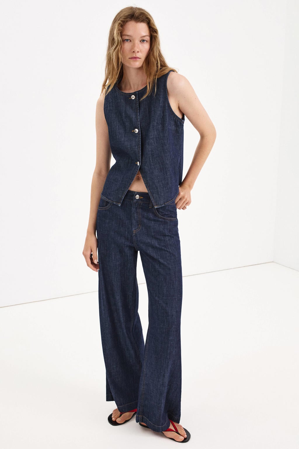Mango denim gilet - donkerblauw