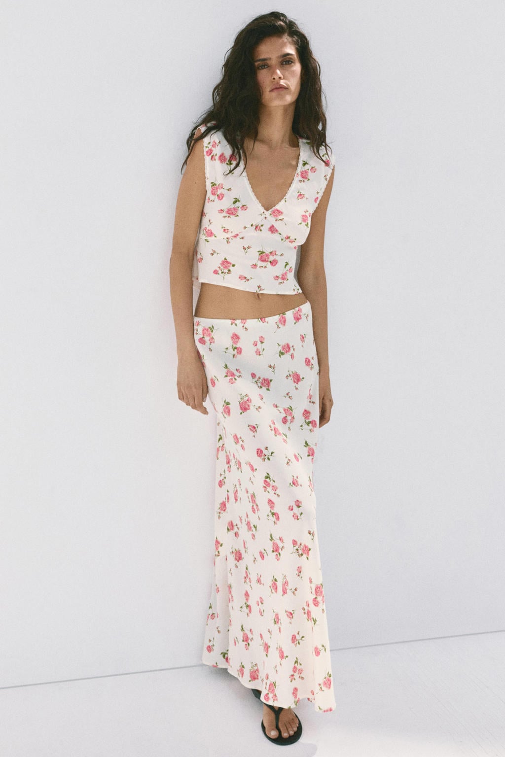 Mango gebloemde top - ecru