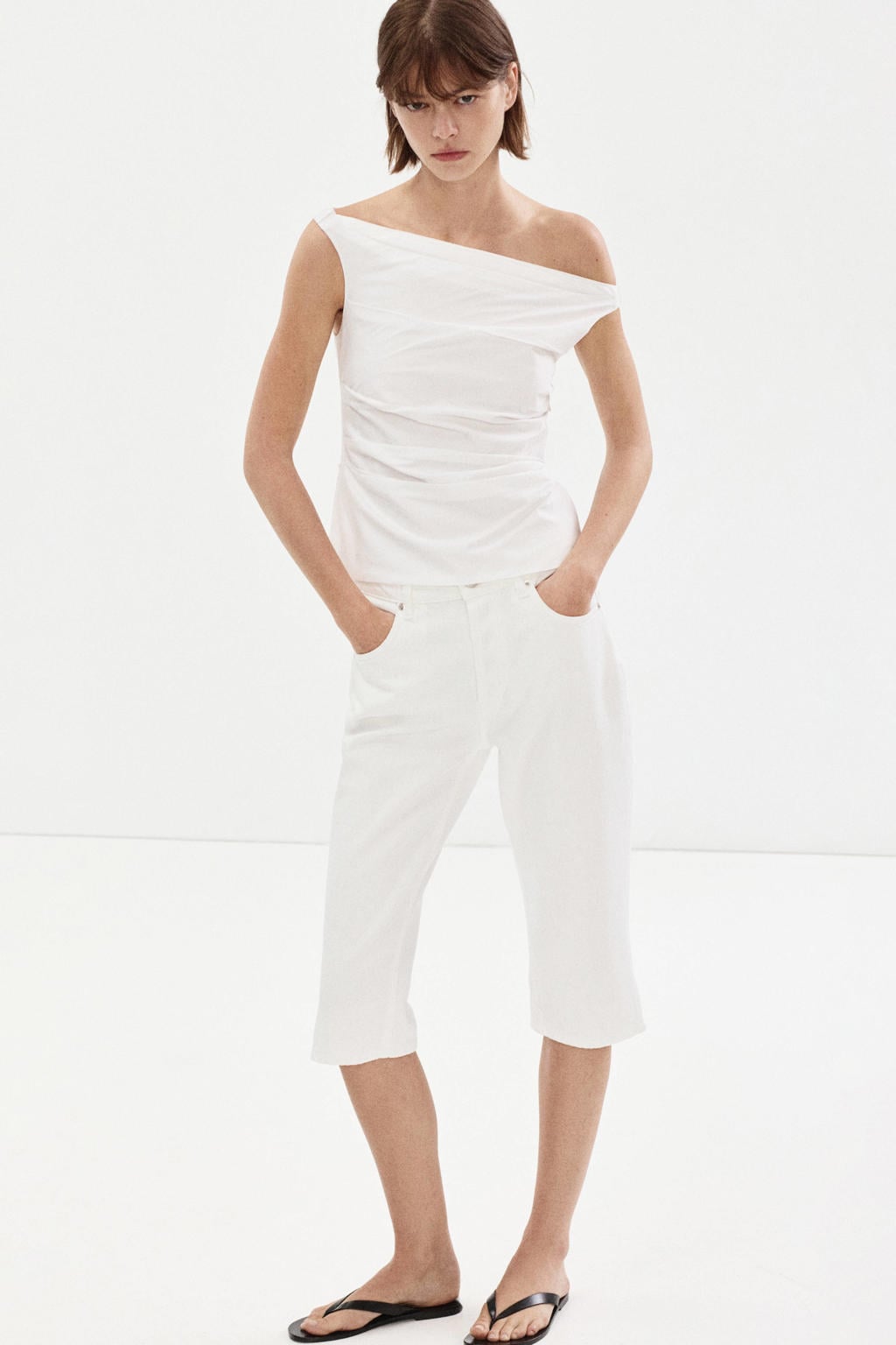 Witte dames Mango top met effen en off shoulder hals