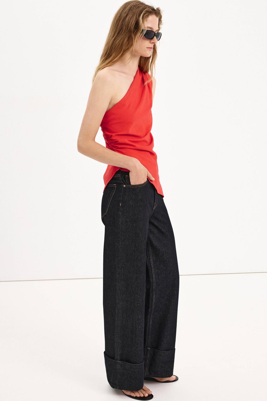 Rode dames Mango top met effen en one shoulder