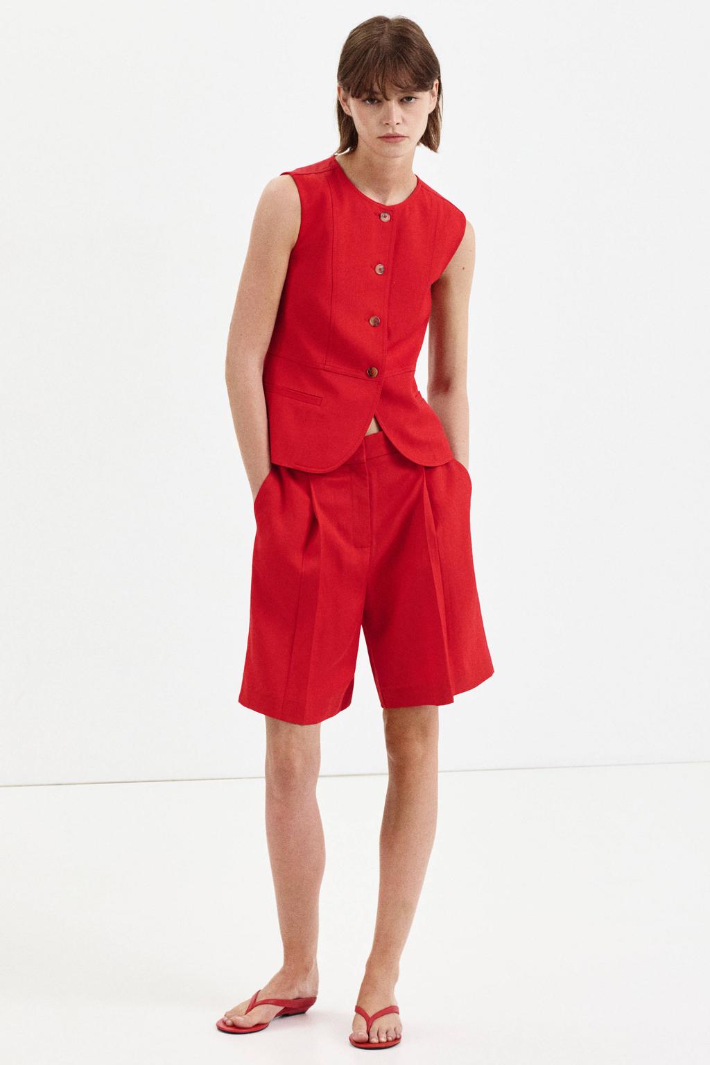 Rode dames Mango top van polyester met effen en ronde hals
