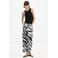 Mango barrel broek met zebraprint - zwart