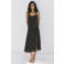 Mango midi zomerjurk met split en stippen - zwart