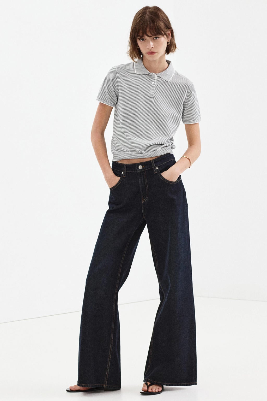 Mango polo met krijtstreep - blauw