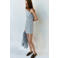 Mango one shoulder geruite zomerjurk - lichtblauw
