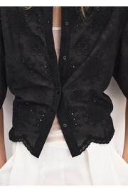 thumbnail: Mango blouse met broderie - zwart
