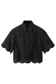thumbnail: Mango blouse met broderie - zwart