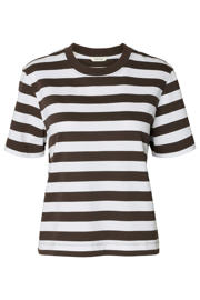 thumbnail: Selected Women oversized gestreept T-shirt - bruin