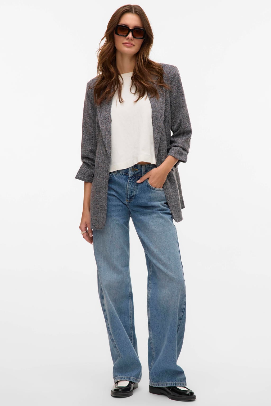 VERO MODA regular blazer - grijs