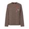 PIECES gestreept T-shirt met patches - donkerbruin