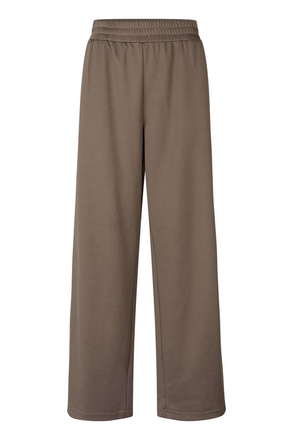 Bruine dames Modström wide leg broek met effen