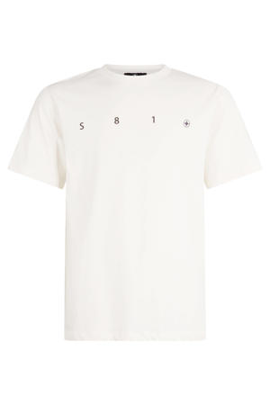 regular fit T-shirt met print - gebroken wit