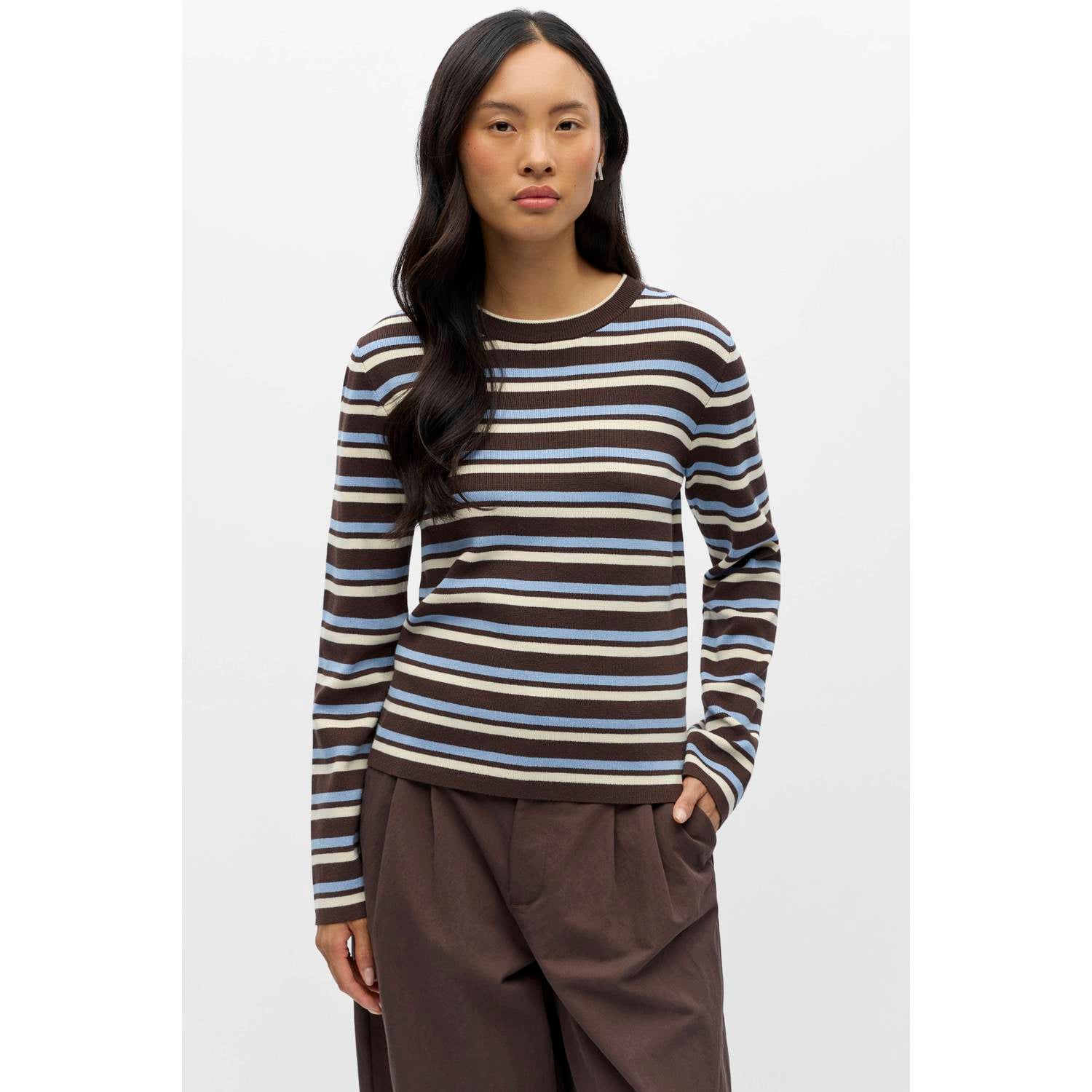 OBJECT gebreide gestreepte pullover bruin meerkleurig