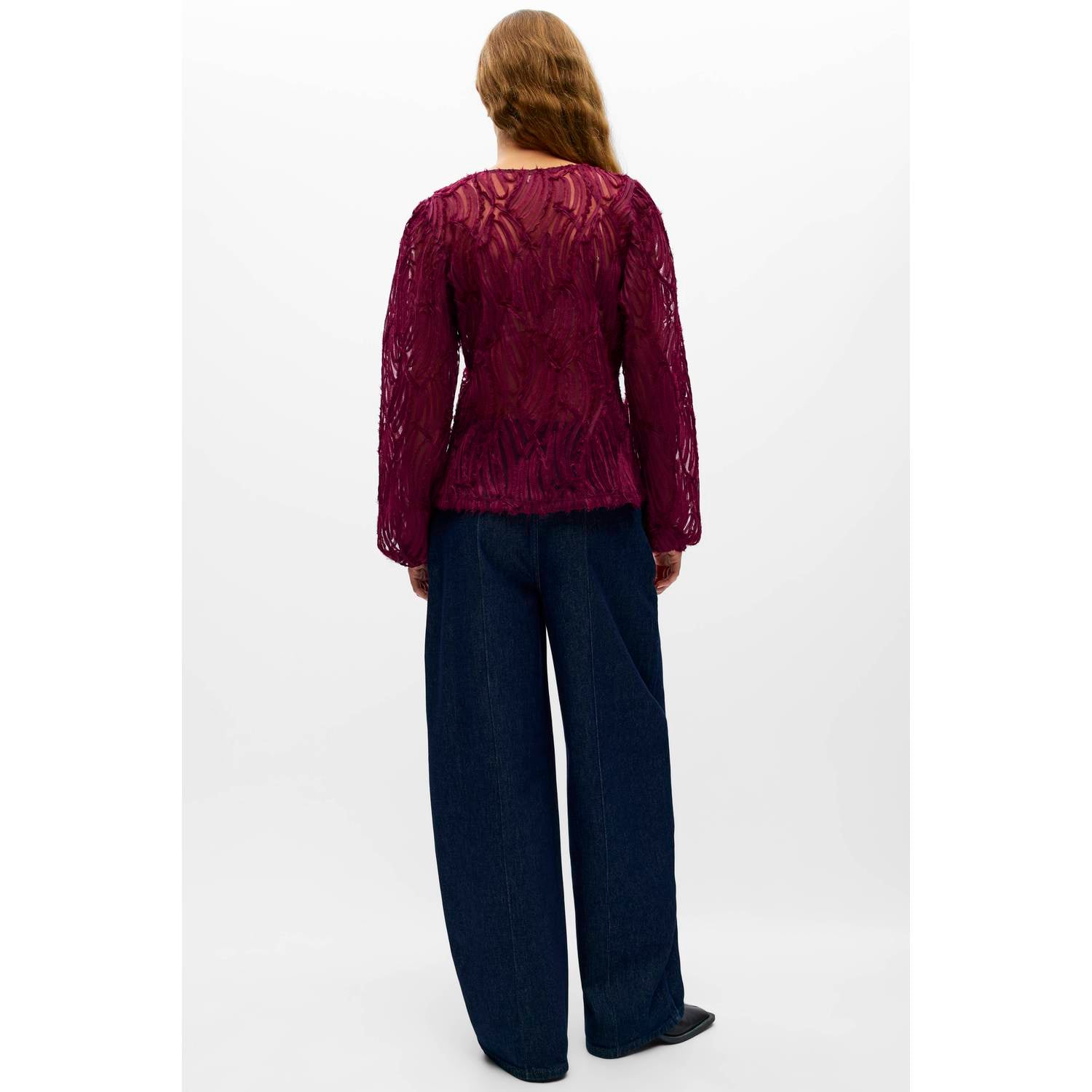 OBJECT blouse met borduursels donkerrood