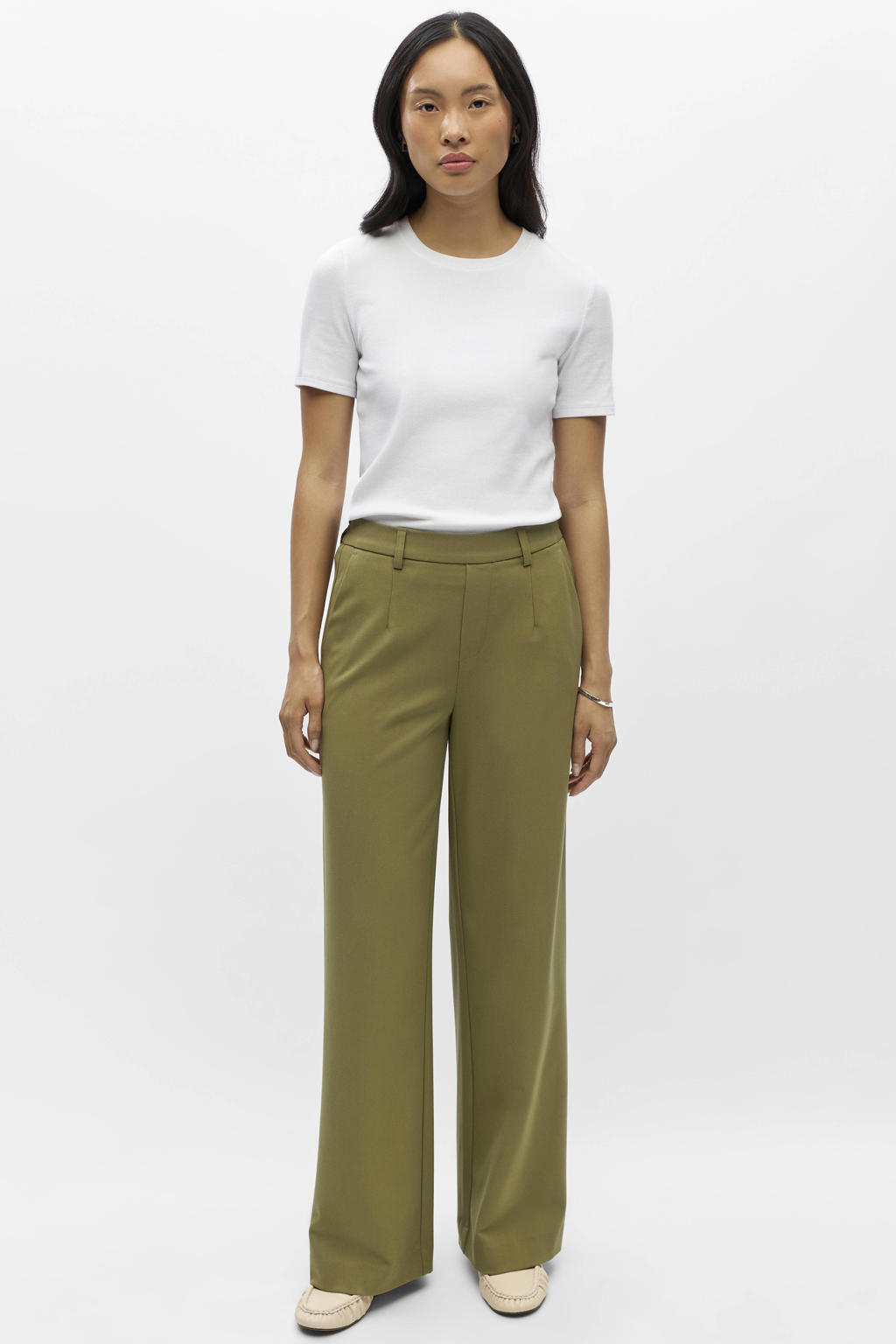 OBJECT wide leg pantalon - groen
