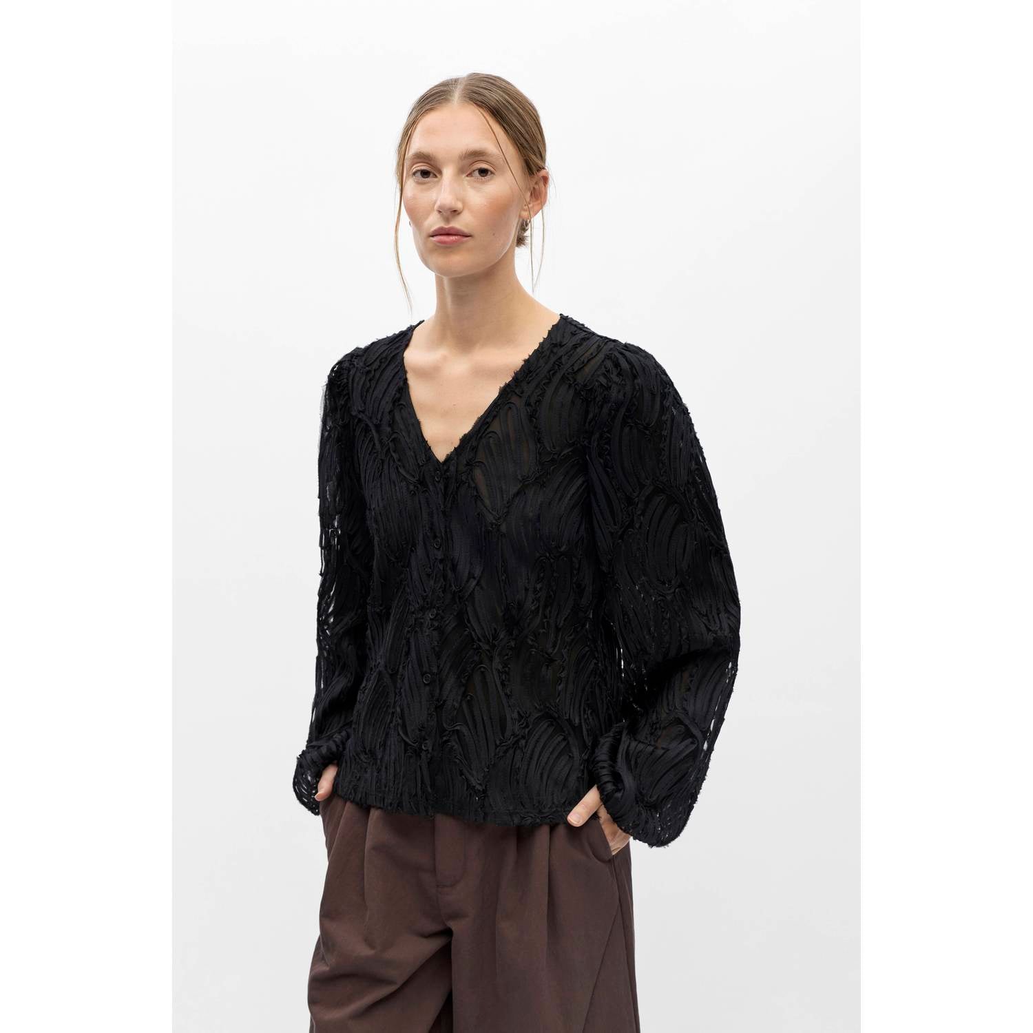 OBJECT blouse met borduursels zwart