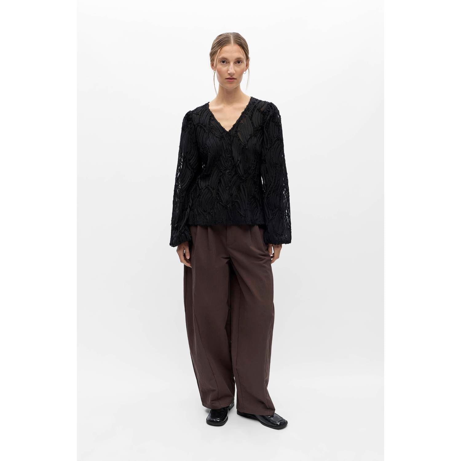 OBJECT blouse met borduursels zwart