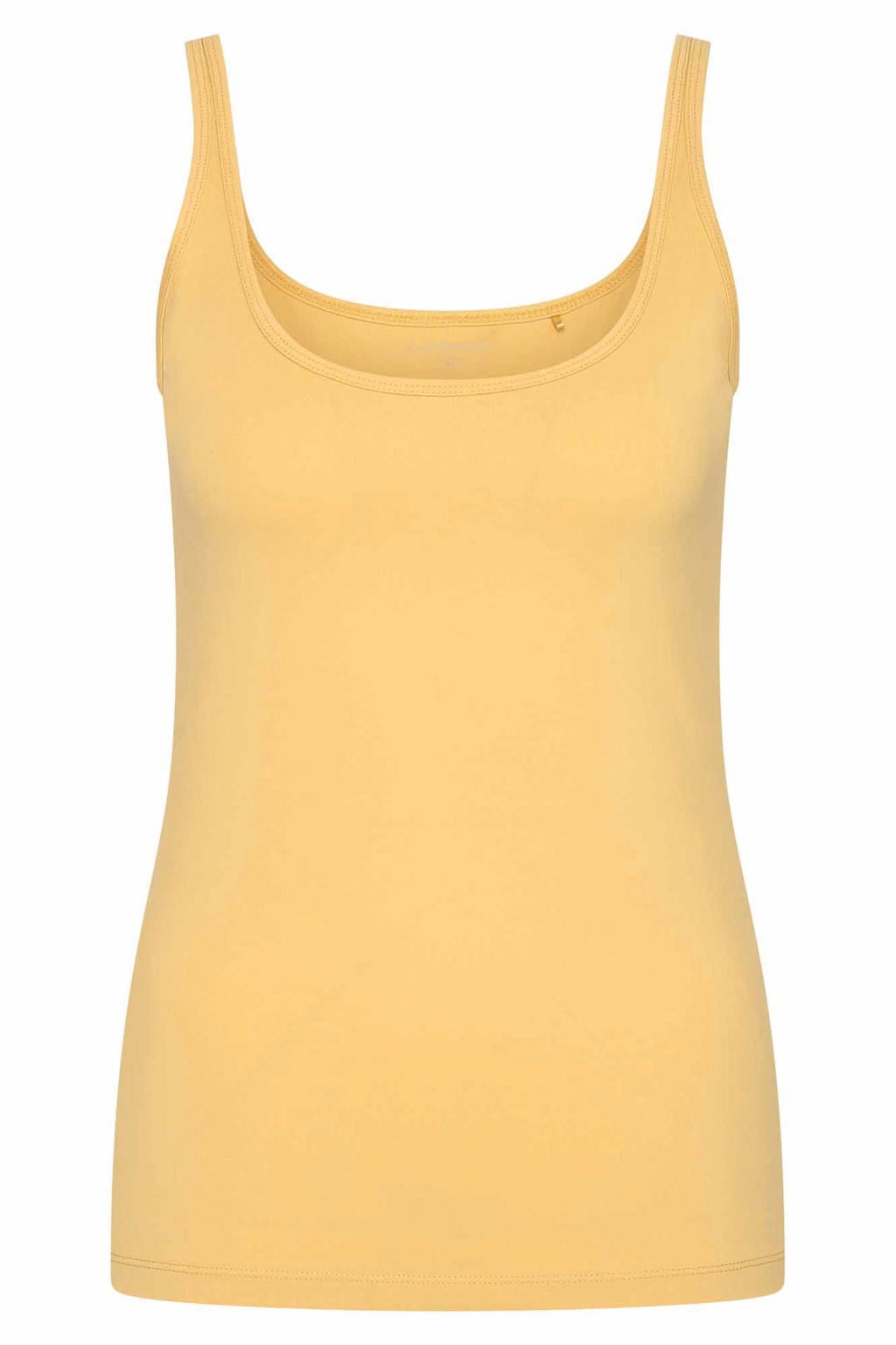 Gele dames Expresso jersey top met effen en ronde hals