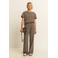 Expresso travelstof wide leg broek met ceintuur - lichtbruin