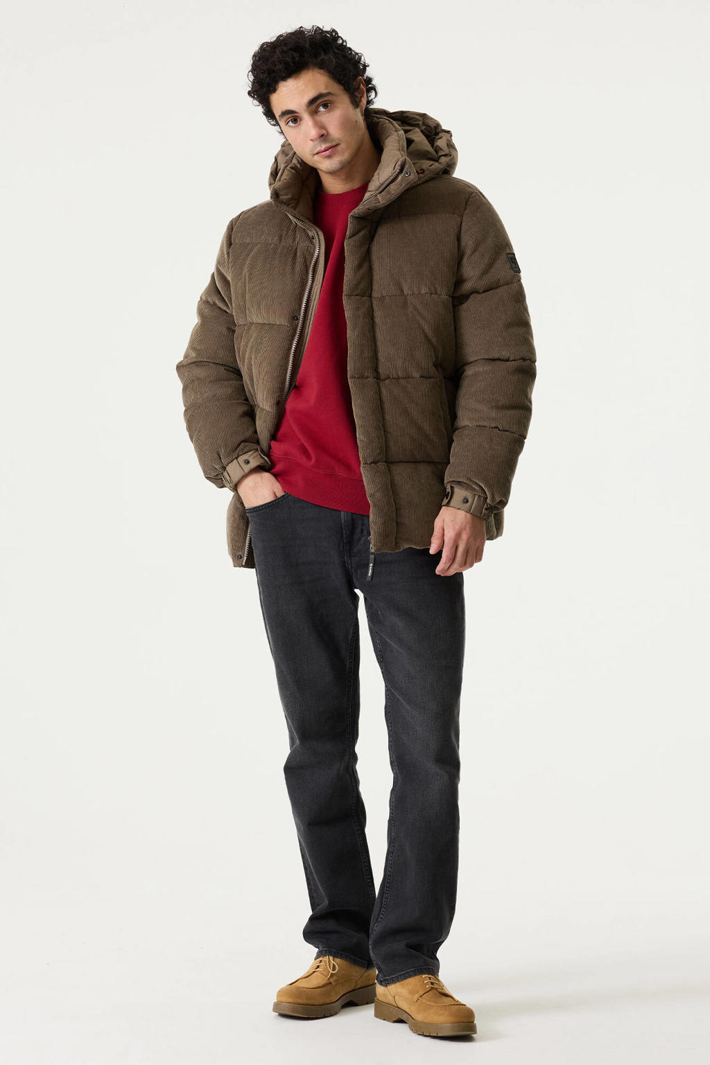 Garcia corduroy pufferjas - taupe