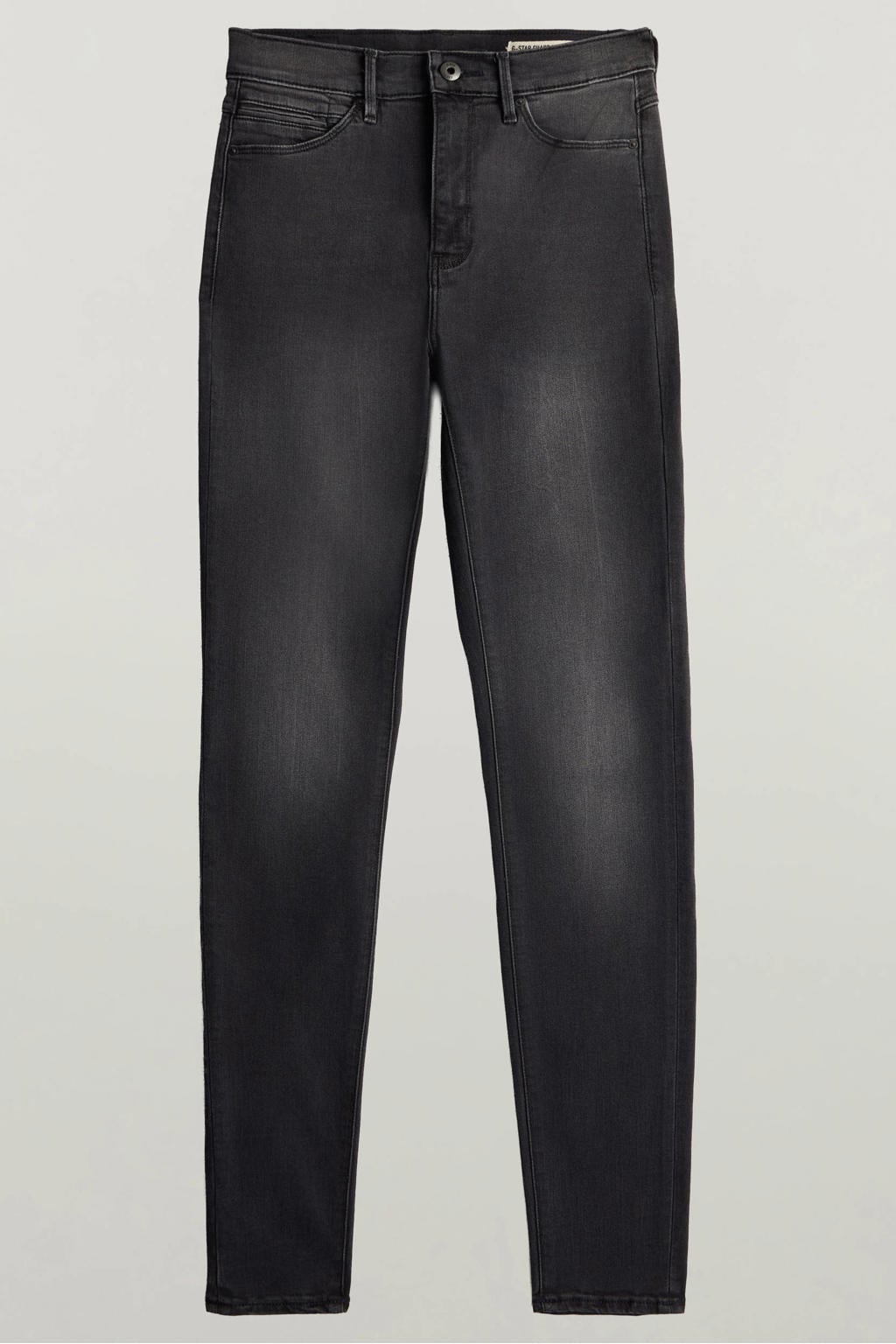 Grey denim dames skinny jeans van denim met high waist, rits- en knoopsluiting en effen