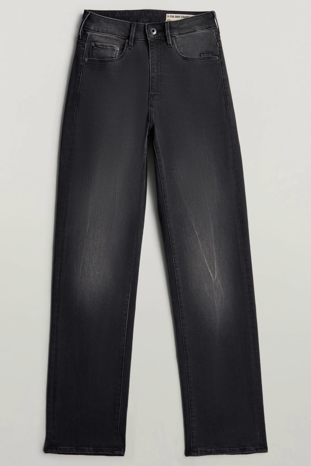 Grey denim dames wide leg jeans van denim met high waist, rits- en knoopsluiting en effen