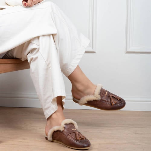 Haboob Jolie leren clogs bruin