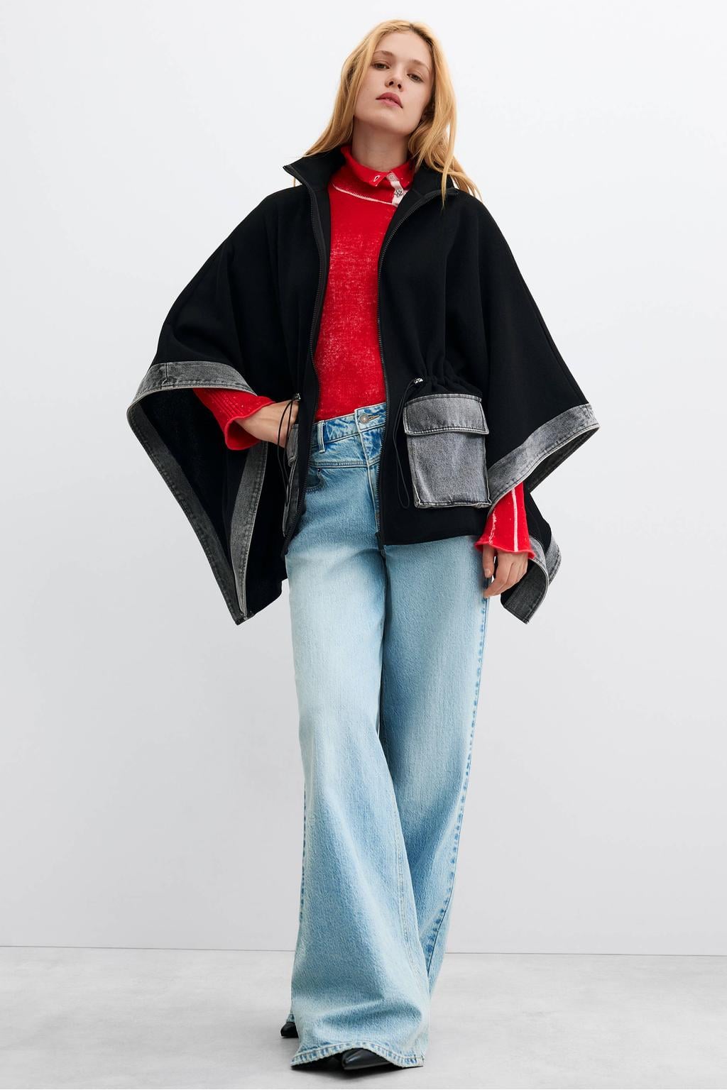 Desigual poncho - zwart/grijs