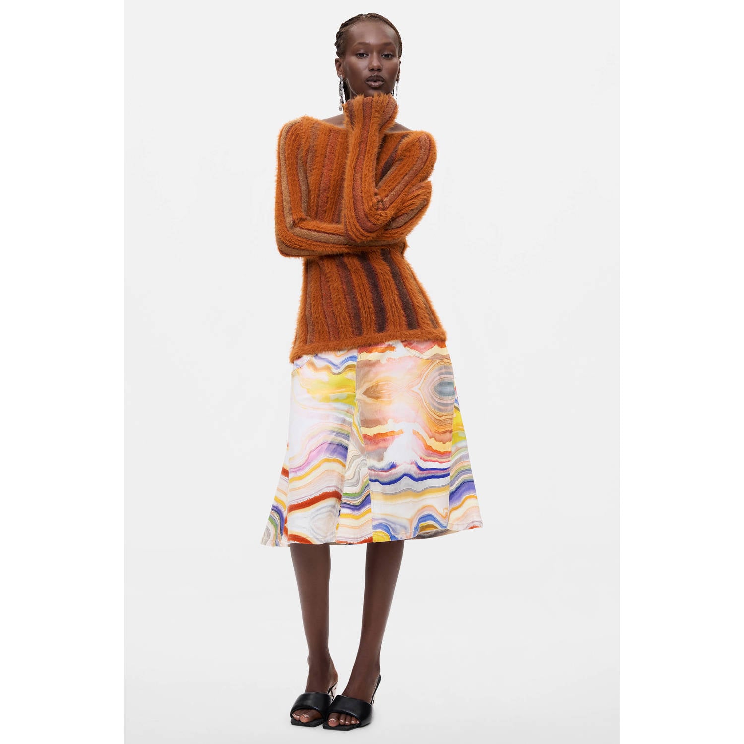 Desigual gebreide trui met wol oranje