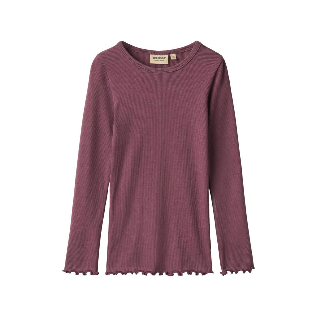 Wheat aansluitende longsleeve - donkerrood