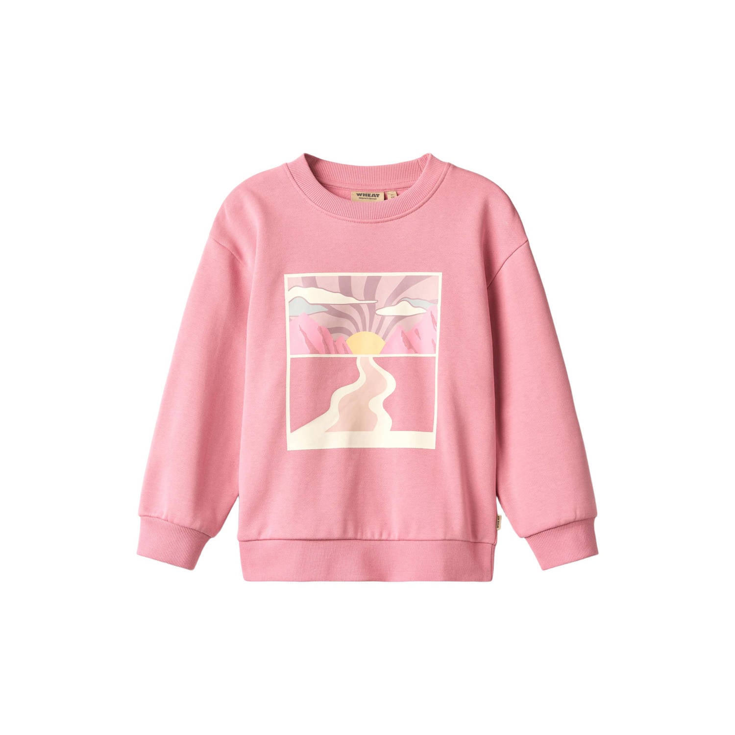 Wheat sweater met print roze