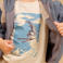 Wheat longsleeve met print - beige/blauw