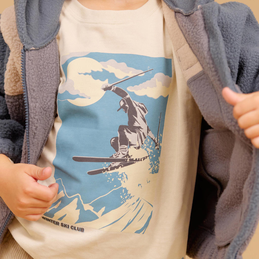Wheat longsleeve met print - beige/blauw