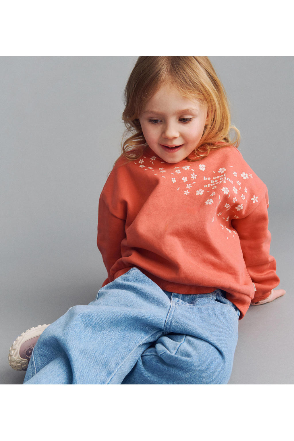 Wheat oversized gebloemde sweater - koraalrood