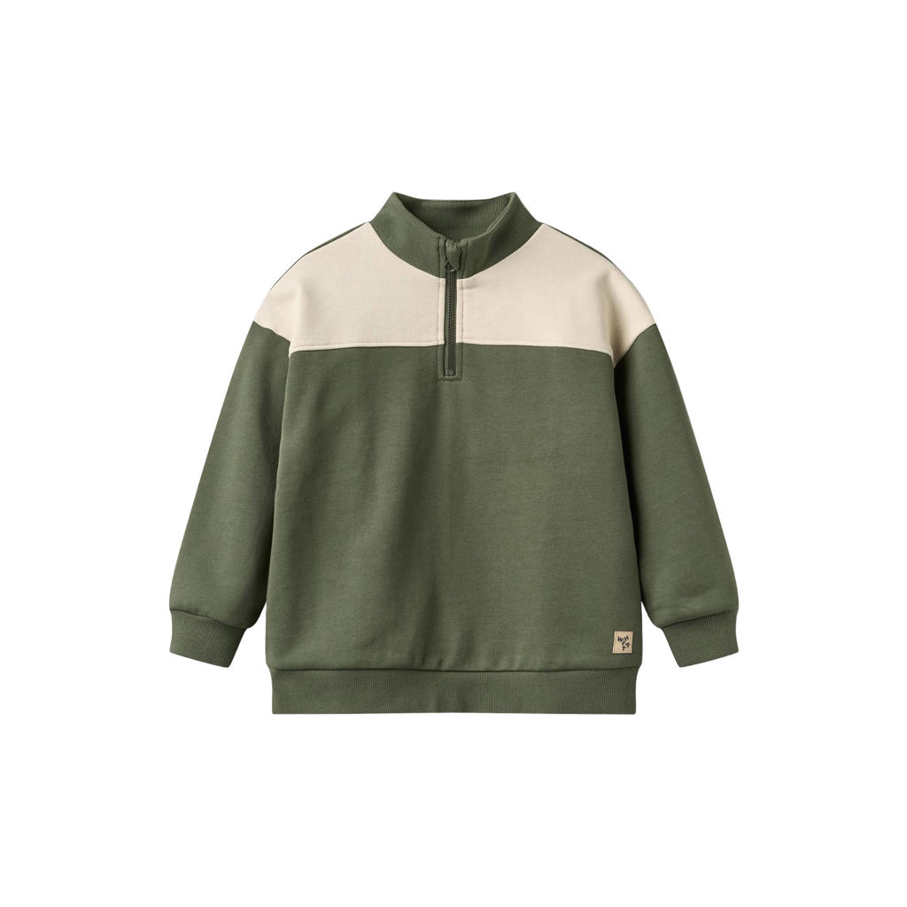 Wheat rechtvallende sweater - groen/ecru