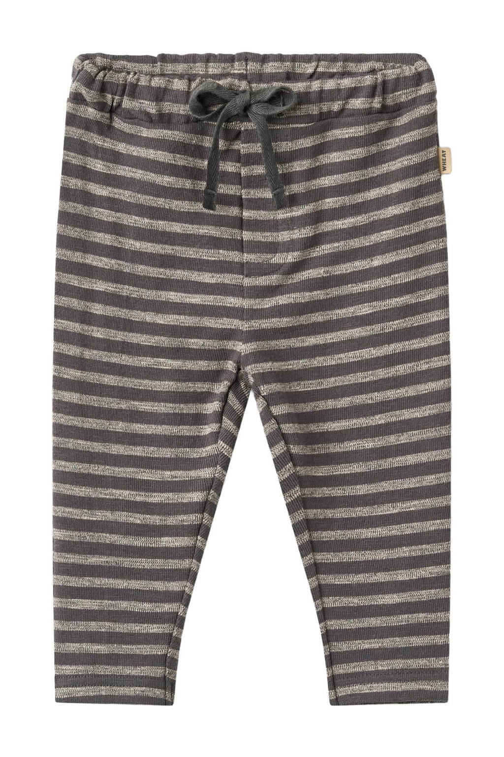 Wheat katoenen gestreepte babybroek - donkergrijs/beige