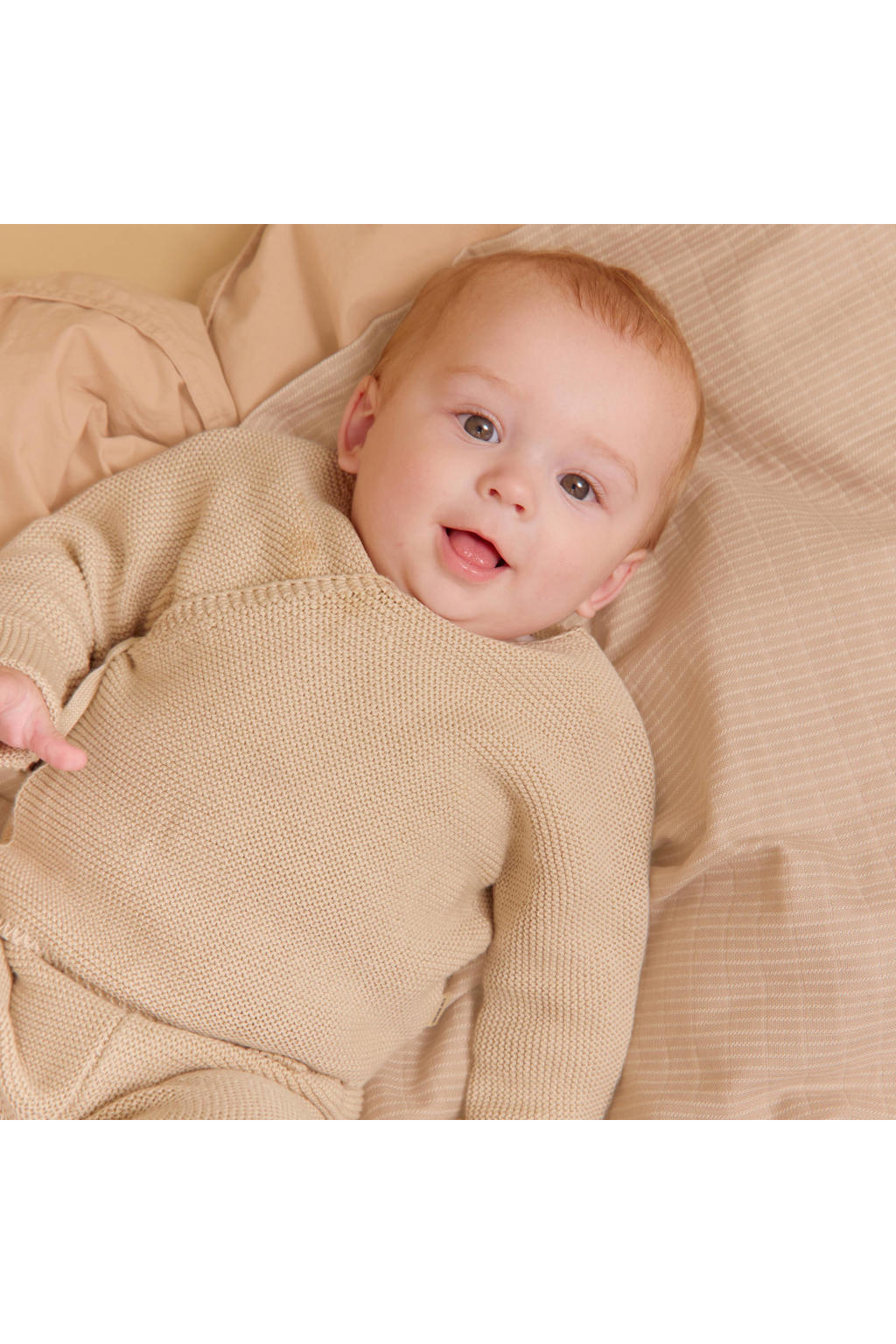 Wheat katoenen gebreid vest - beige