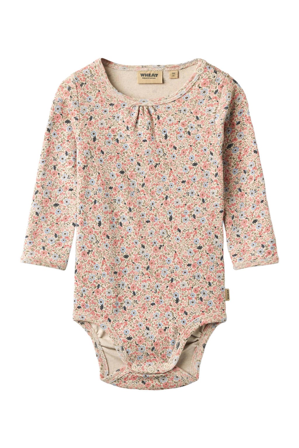 Wheat katoenen gebloemde romper - roze/beige/lichtblauw