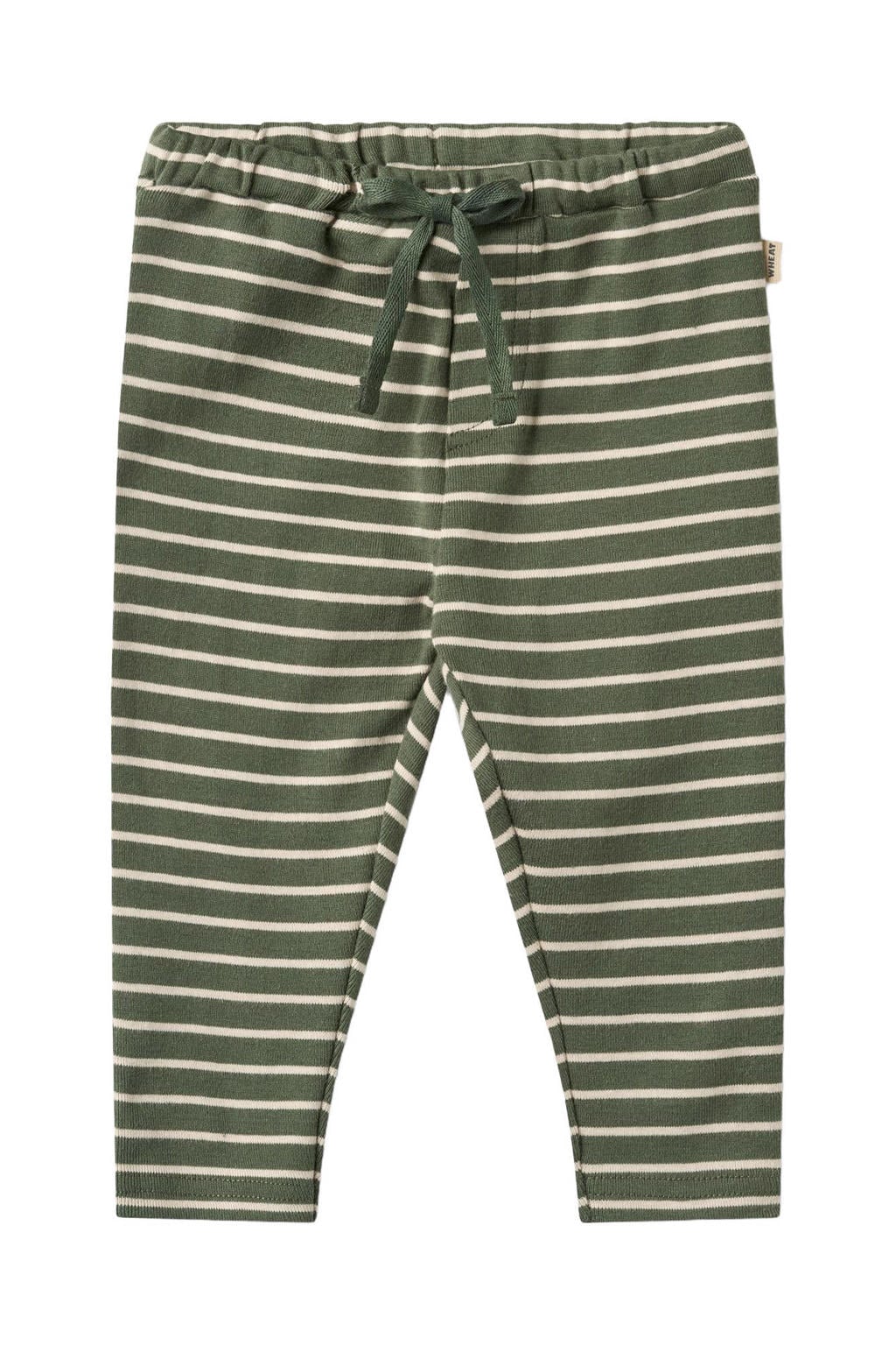 Groen en witte jongens Wheat regular fit gestreepte broek van katoen met elastische tailleband met koord