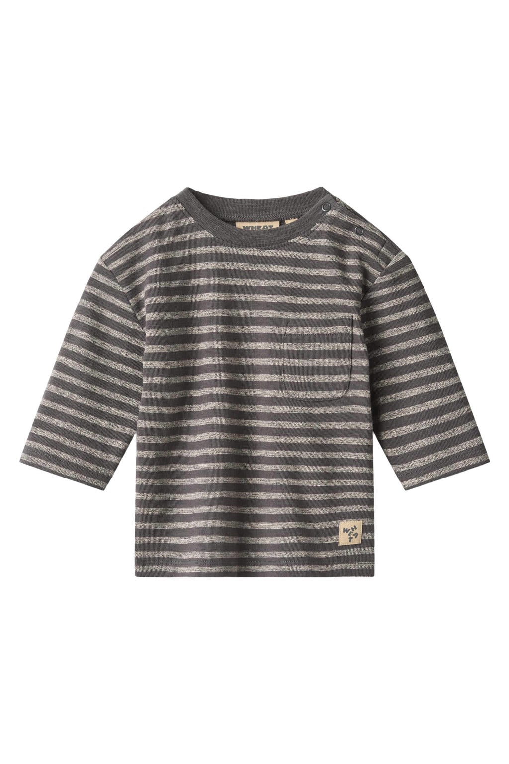 Wheat gestreept T-shirt - donkergrijs/beige